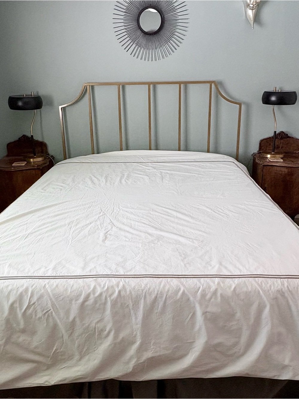 RH Restoration Hardware Italian Hotel Satin Stitch Duvet Cover CA King Graphite